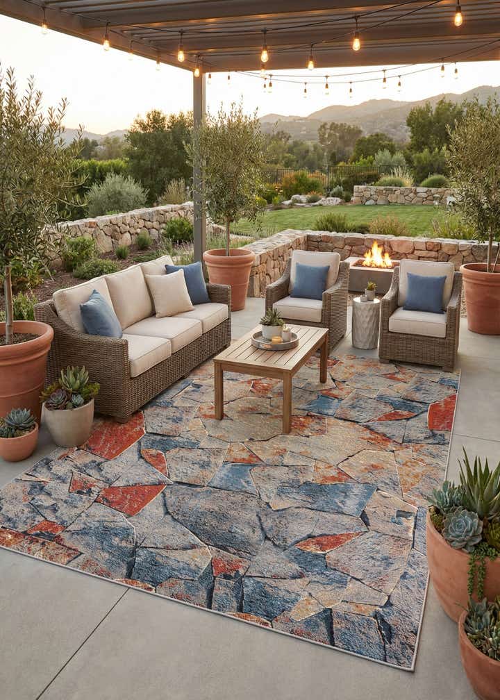 9' x 12' Easy-Clean Modern Indoor / Outdoor Rug