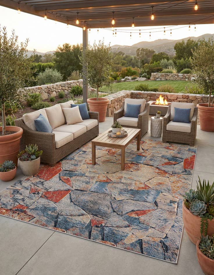 Detail image of 9' x 12'  Washable Modern Indoor / Outdoor Rug