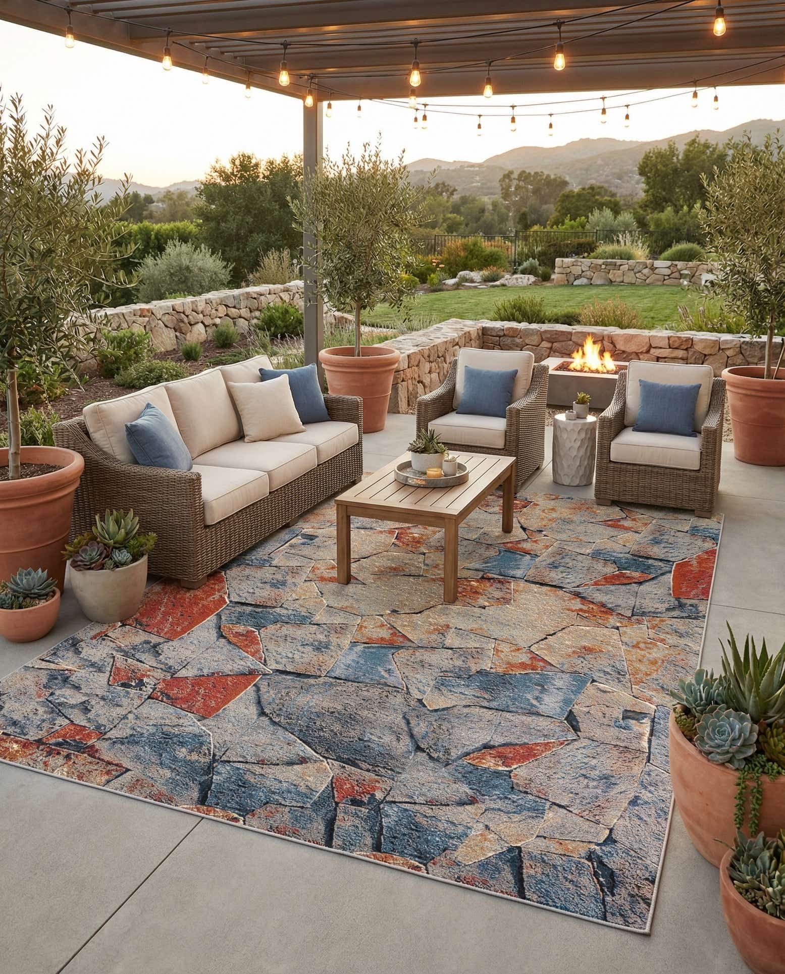 9' x 12' Easy-Clean Modern Indoor / Outdoor Rug