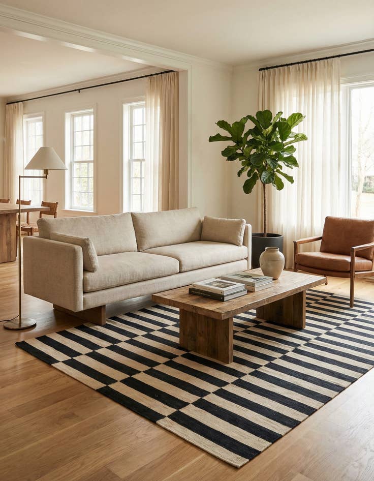 Detail image of 5' 4 x 7' 8  Hand Woven Kilim Modern Wool Rug