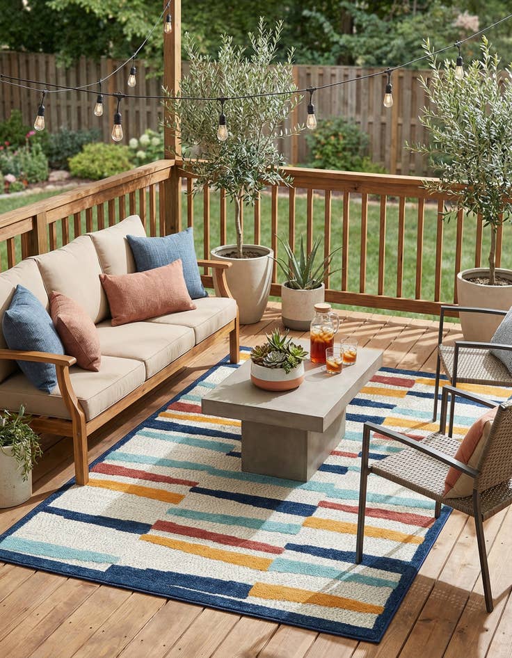 Detail image of 5' 3 x 8'  Washable Belize Indoor / Outdoor Rug