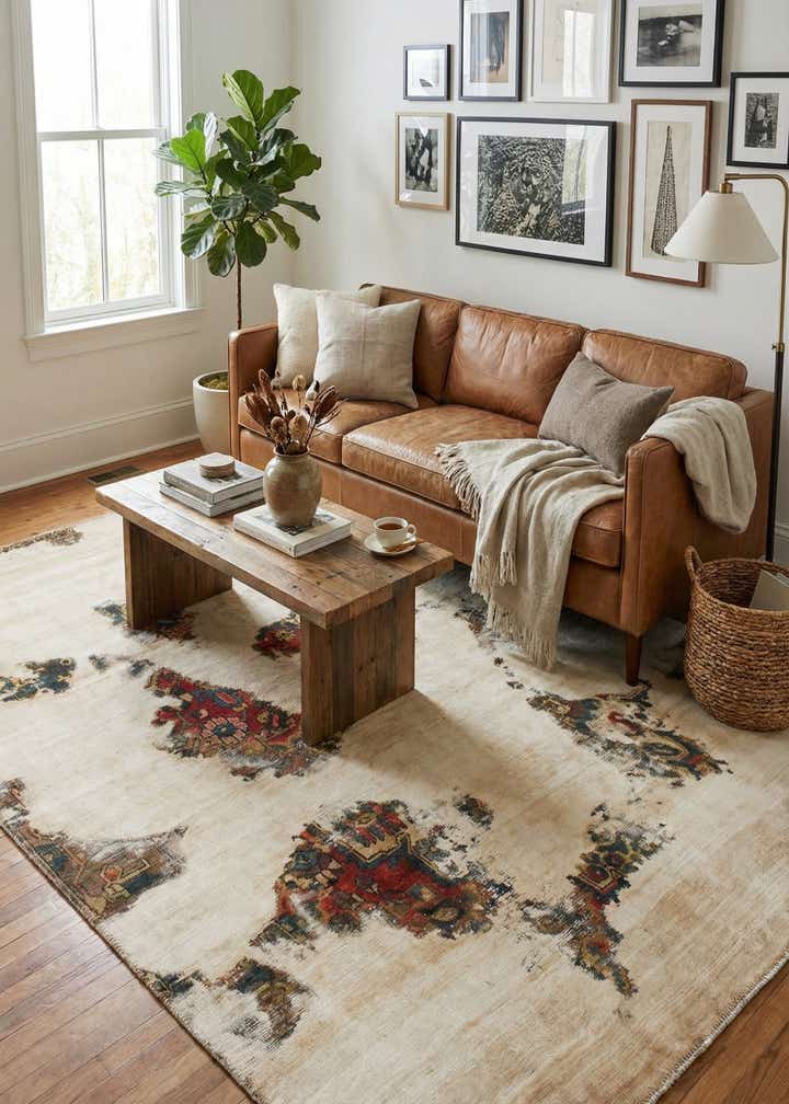 6' 5 x 7' 3 Hand Knotted Ultra Vintage Persian Wool Square Rug