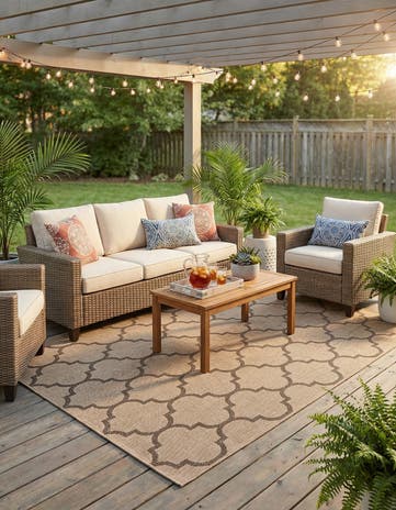 5' 2 x 7' 6 Easy-Clean Modern Indoor / Outdoor Rug