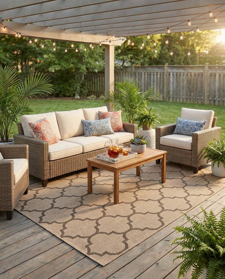 Detail image of 5' 2 x 7' 6 Easy-Clean Modern Indoor / Outdoor Rug