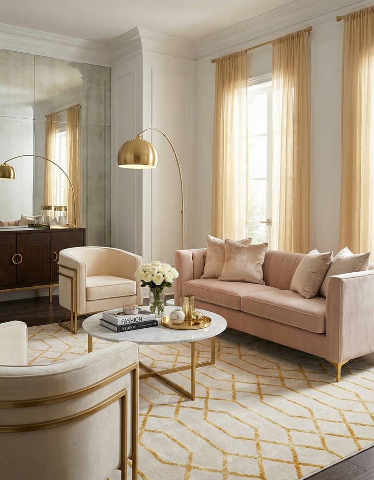 Detail image of 7' 10 x 7' 10  Marilyn Monroe™ Glam Trellis Square Rug