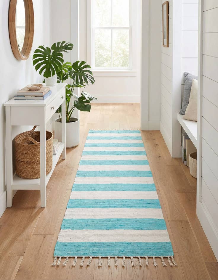 Detail image of 2' 7 x 12'  Hand Woven Chindi Rag Runner Rug