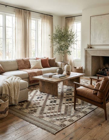 6' 7 x 9' 10 Hand Woven Kilim Maymana Wool Rug