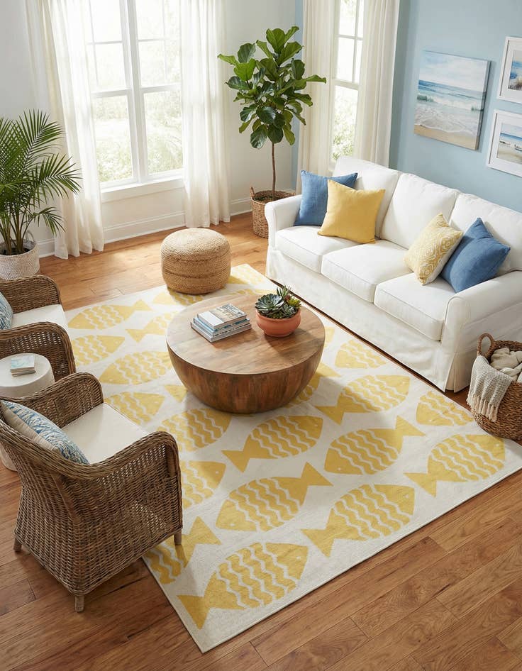 Detail image of 6' 1 x 9'  Washable Coastal Indoor / Outdoor Rug