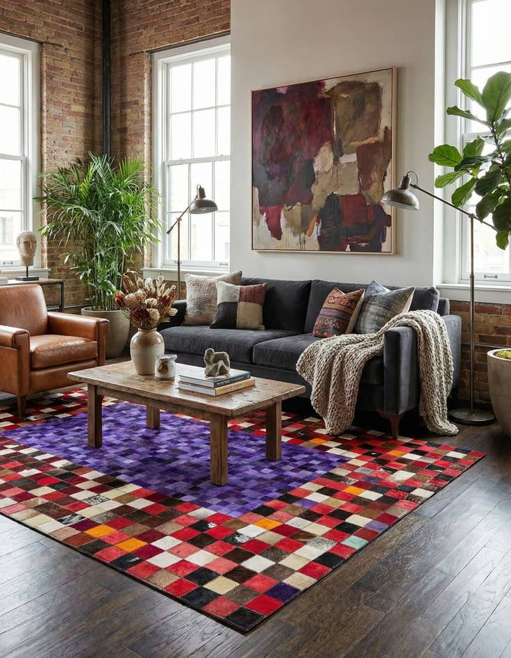 Detail image of 4' x 6' Cowhide Leather Rug