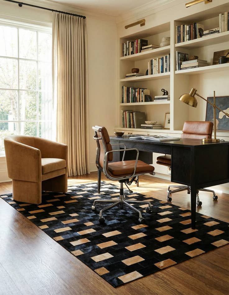 Detail image of  5' 1 x 7' 11 Cowhide - Patchwork Rug