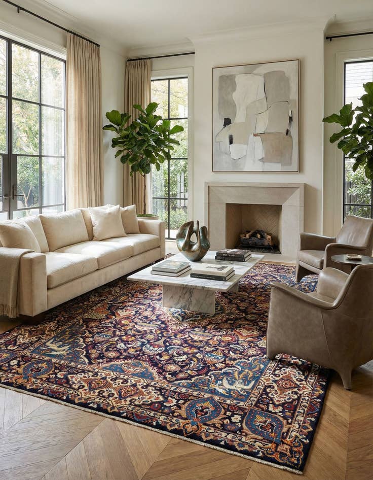 Detail image of 9' 9 x 12' 10 Kashan Wool Rug