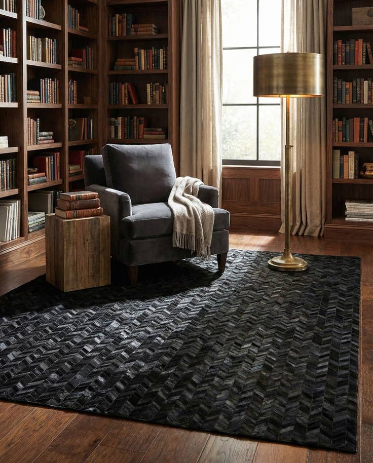 Detail image of 7' 10 x 9' 10 Cowhide Leather Rug