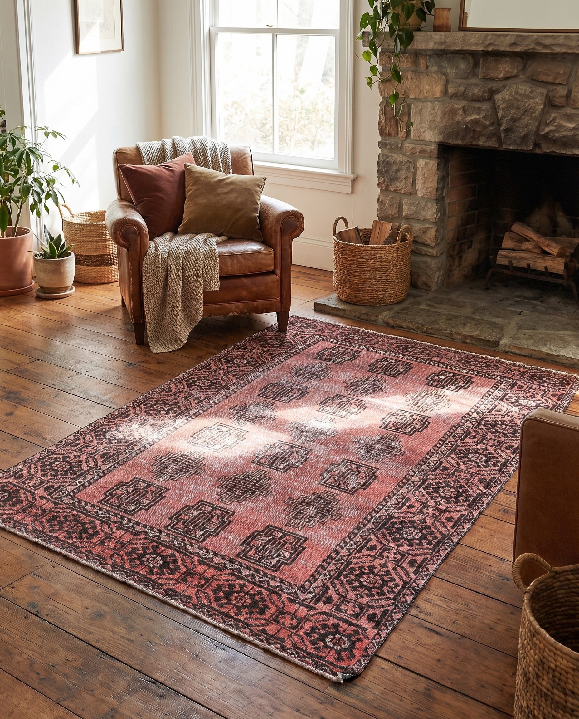 4' x 6' 7 Hand Knotted Ultra Vintage Persian Wool Rug