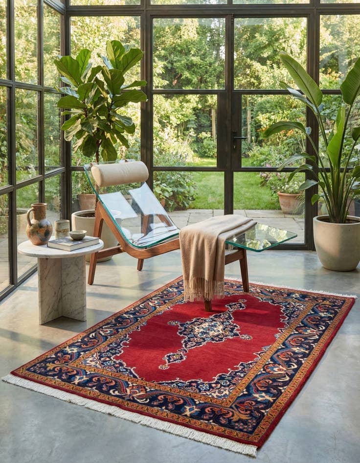 Detail image of  3' 6 x 5' 3  Hand Knotted Kerman Persian Wool Rug