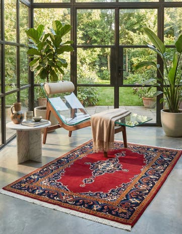 3' 6 x 5' 3 Hand Knotted Kerman Persian Wool Rug