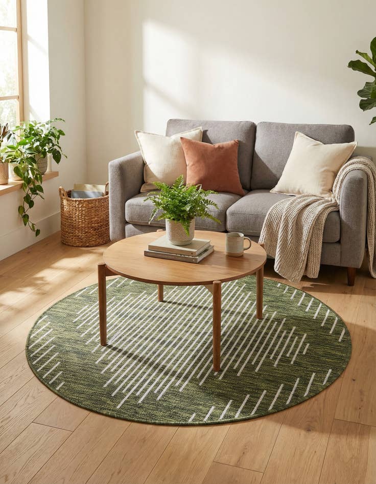 Detail image of 4' x 4'  Washable Modern Indoor / Outdoor Round Rug