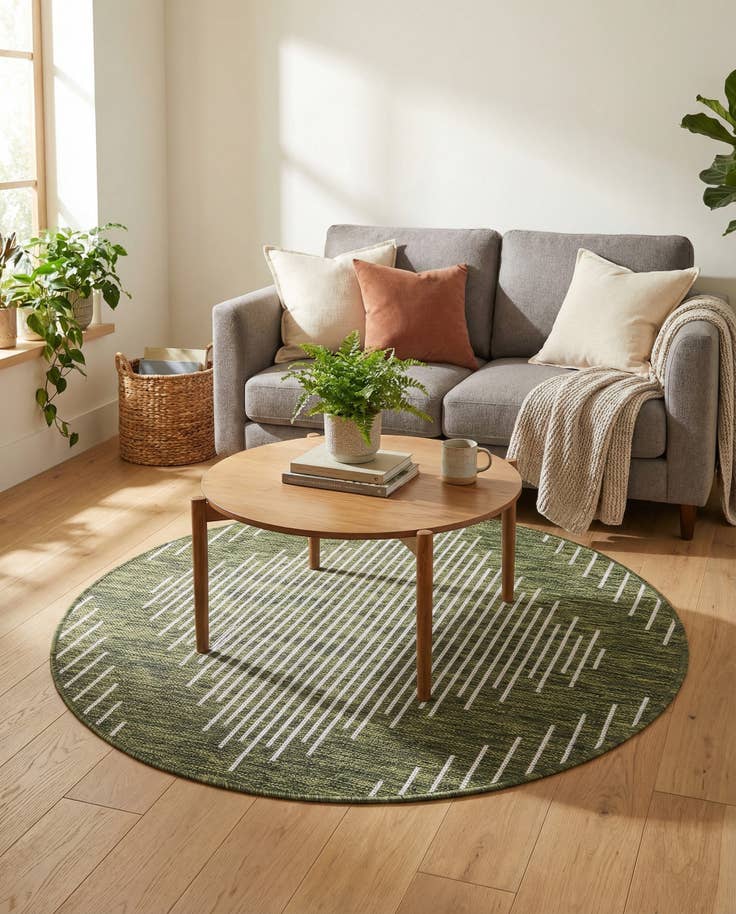 Detail image of 4' x 4' Easy-Clean Modern Indoor / Outdoor Round Rug