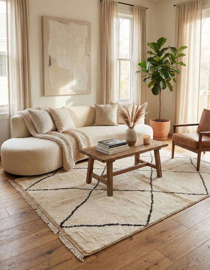 Detail image of 5' 2 x 7' 5  Hand Knotted Moroccan Wool Rug