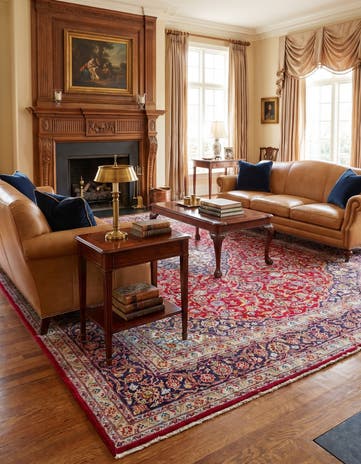 9' 7 x 12' 6 Hand Knotted Mashad Persian Wool Rug