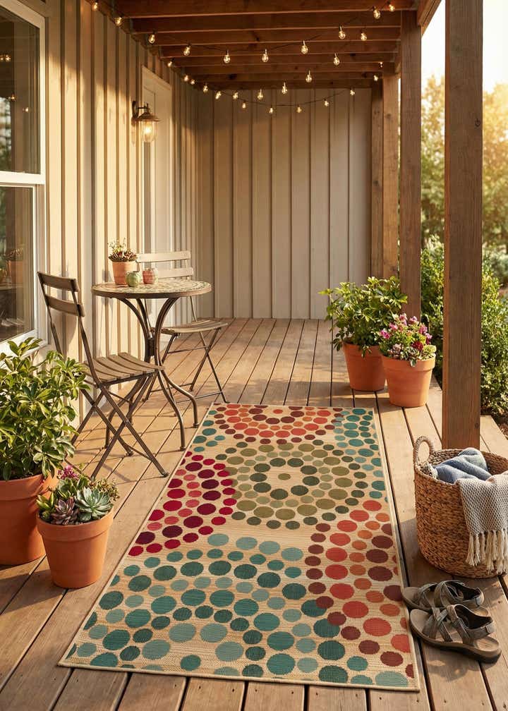 2' 7 x 5' 3 Easy-Clean Modern Indoor / Outdoor Runner Rug