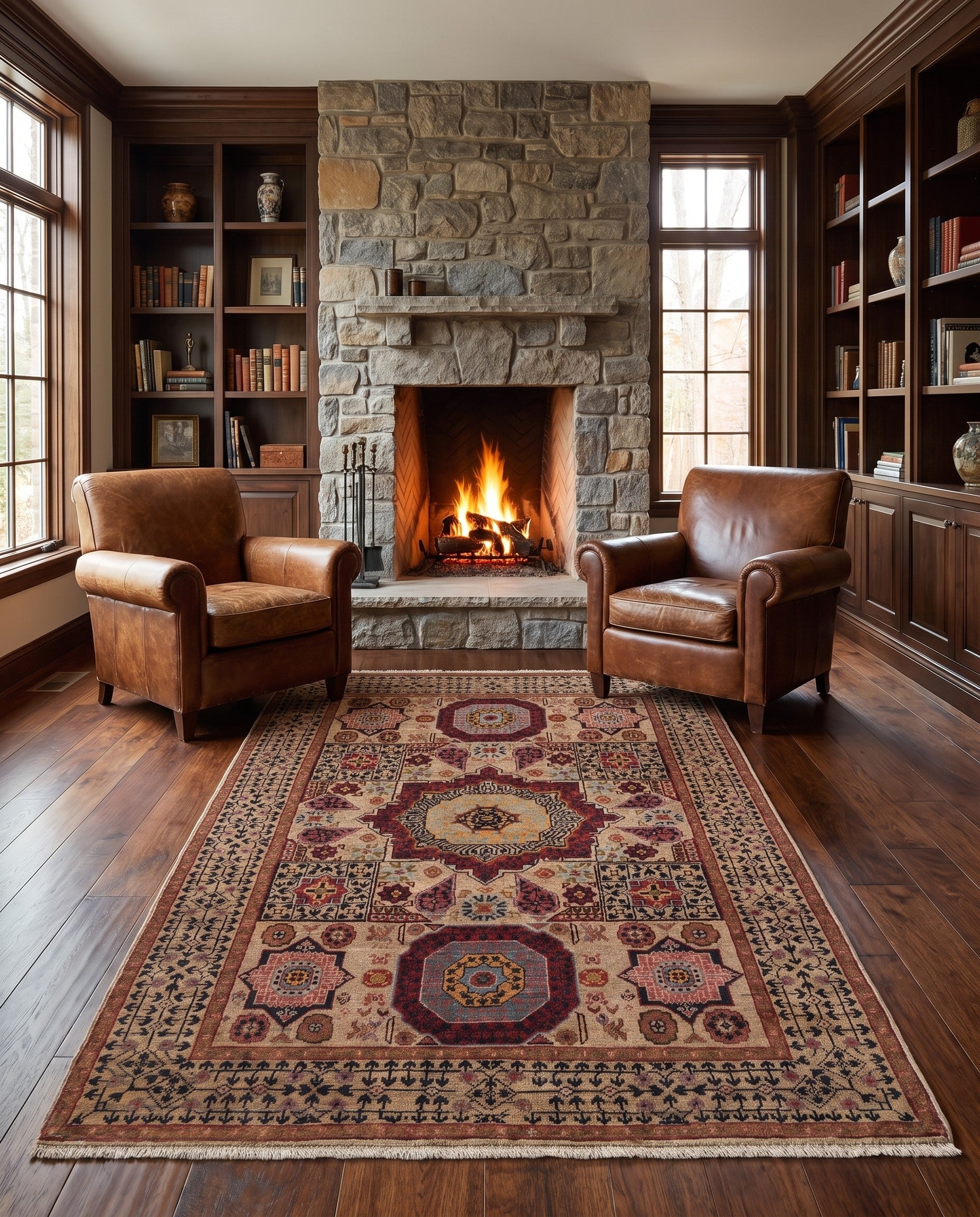4' 2 x 6' 2 Hand Knotted Mamluk Ziegler Rug