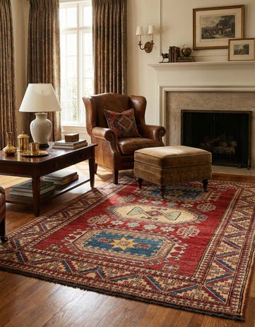 4' 4 x 6' 9 Hand Knotted Kazak Wool Rug