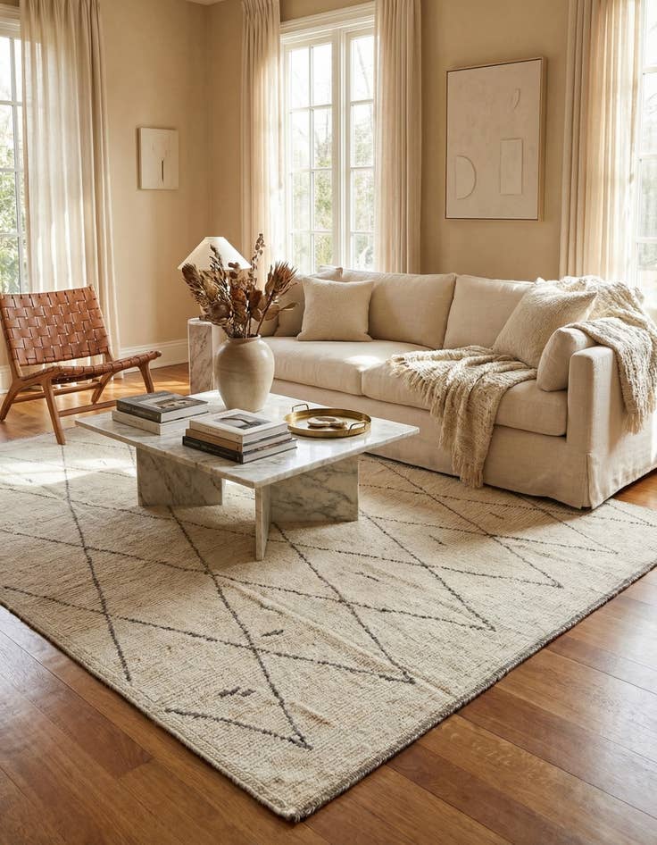 Detail image of 8' 1 x 10' 1  Hand Knotted Moroccan Wool Rug