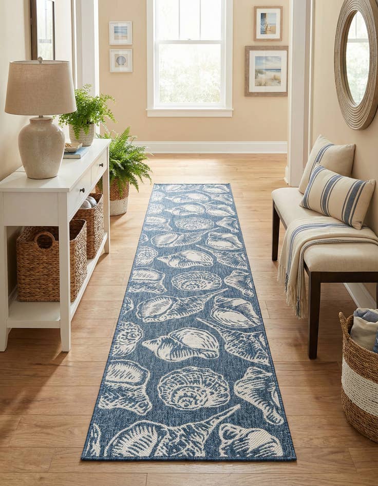 Detail image of  2' 7 x 12'  Washable Coastal Indoor / Outdoor Runner Rug
