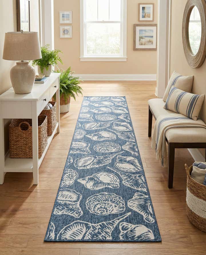 2' 7 x 12' Easy-Clean Coastal Indoor / Outdoor Runner Rug