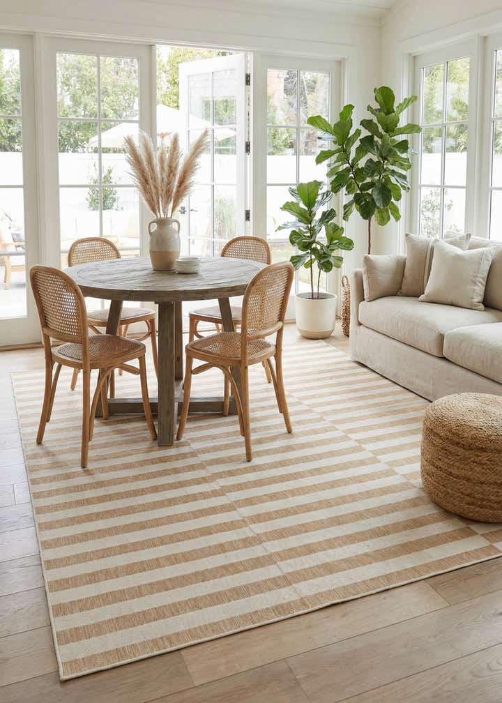 7' 10 x 11' Easy-Clean Striped Indoor / Outdoor Rug