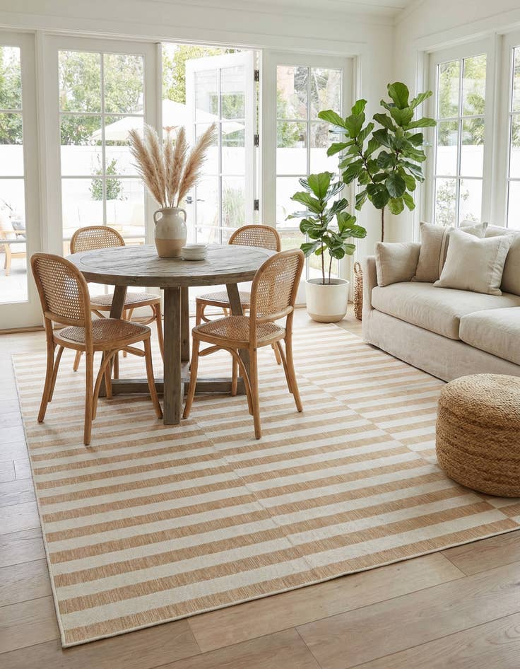 Detail image of 7' 10 x 11' Easy-Clean Striped Indoor / Outdoor Rug