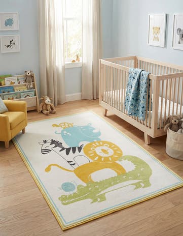 5' 3 x 8' Animals Whimsy Kids Rug