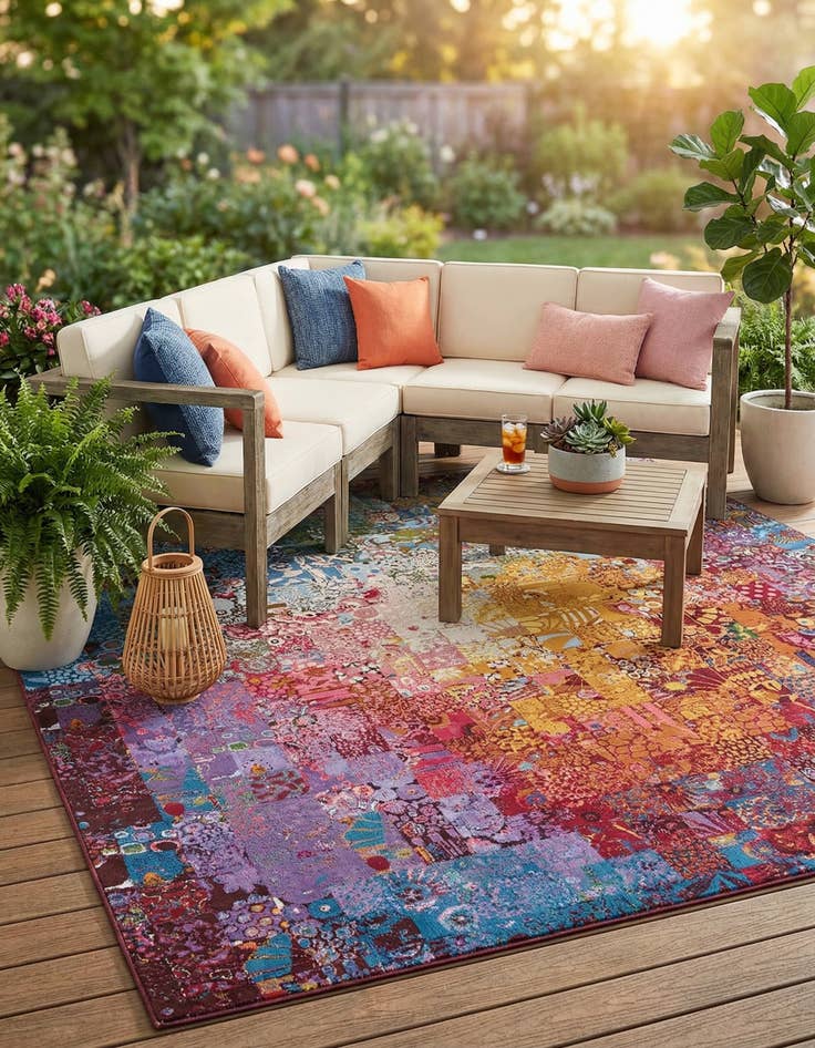 Detail image of 9' x 12'  Washable Modern Indoor / Outdoor Rug