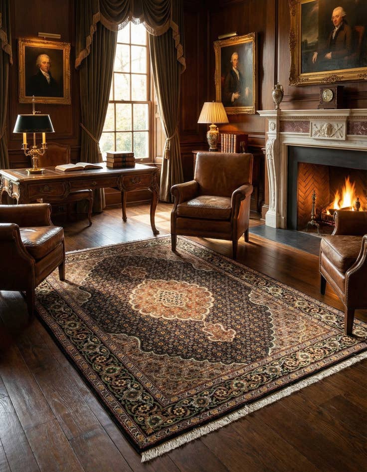 Detail image of 3' 6 x 5' Tabriz Mahi Rug