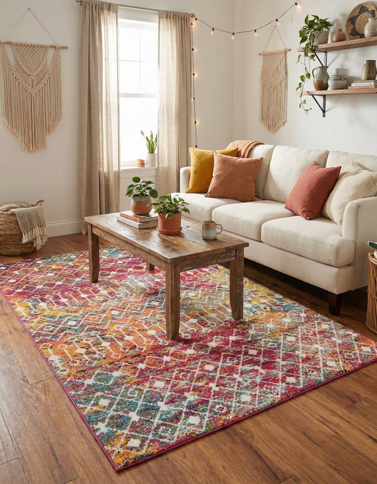 Detail image of  5' 3 x 8' Moroccan Trellis Rug