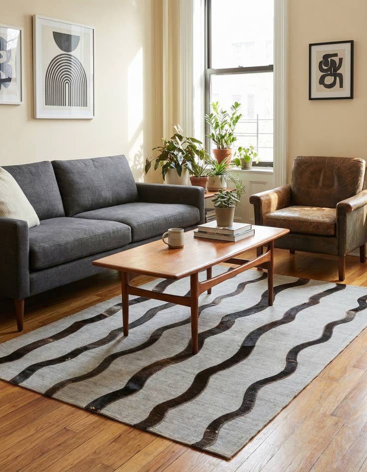 Detail image of 4' x 5' 7 Cowhide Leather Rug