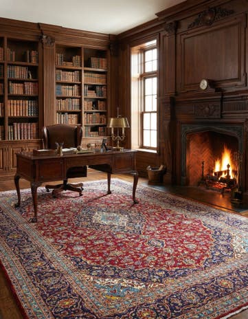 9' 7 x 12' 10 Hand Knotted Kashan Persian Wool Rug