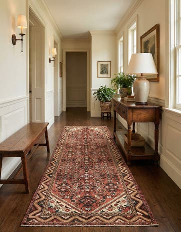 3' 9 x 10' Hand Knotted Hossainabad Persian Wool Runner Rug