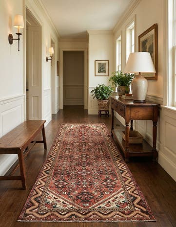 3' 9 x 10' Hand Knotted Hossainabad Persian Wool Runner Rug