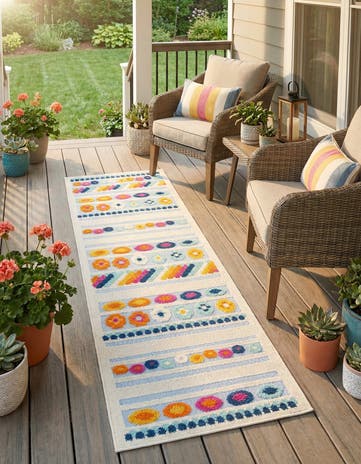 Blue Easy-Clean Aruba Indoor / Outdoor Runner Rug