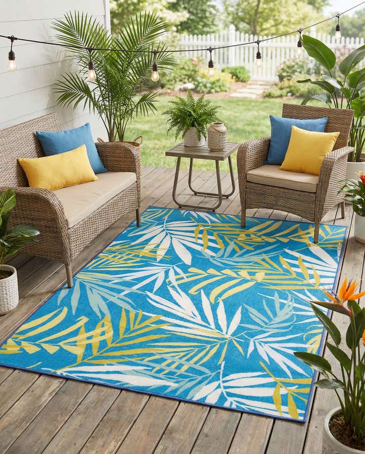 4' 1 x 6' 1 Easy-Clean Jill Zarin Caribbean Indoor / Outdoor Rug