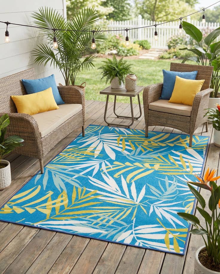 Detail image of 4' 1 x 6' 1 Easy-Clean Jill Zarin Caribbean Indoor / Outdoor Rug