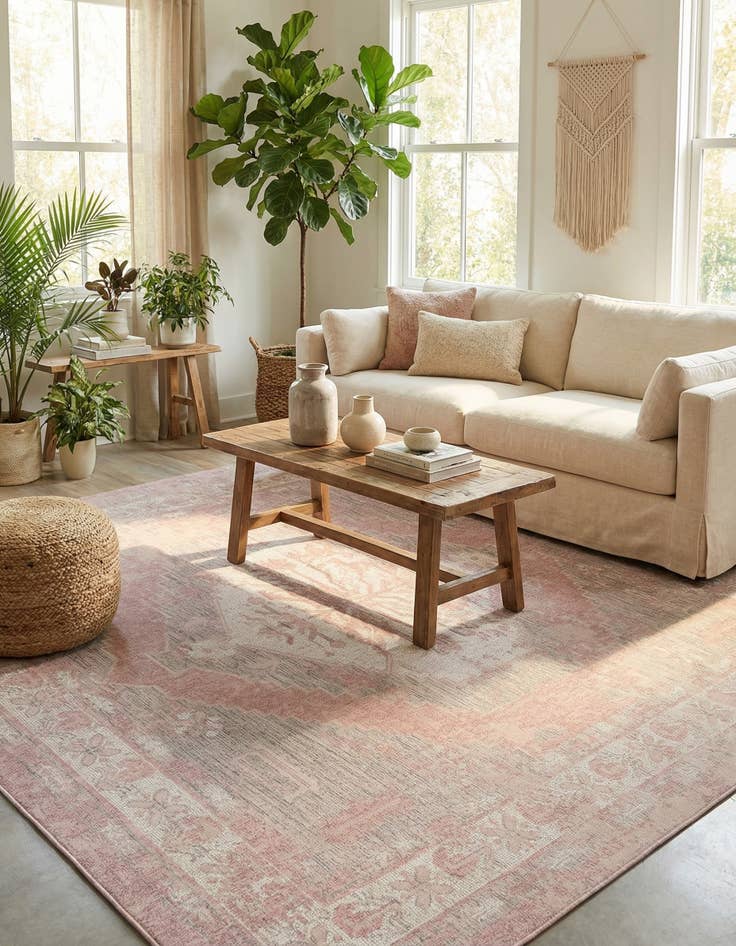 Detail image of 10' x 10'  Washable Traditional Indoor / Outdoor Square Rug