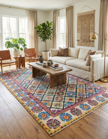 6' 8 x 10' 8 Hand Knotted Moroccan Wool Rug