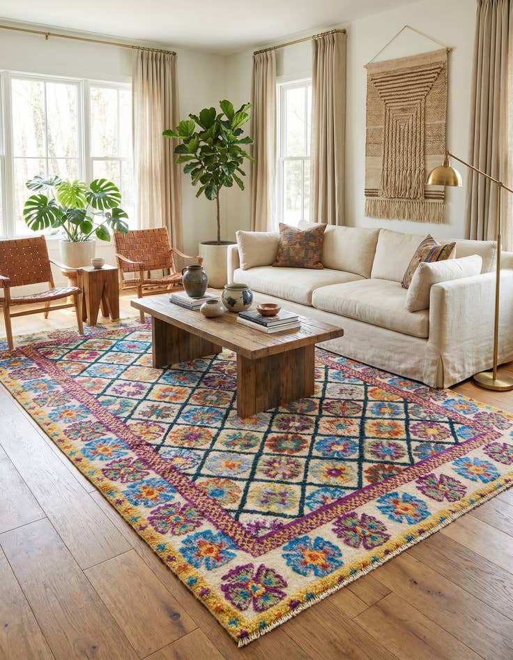 Detail image of  6' 8 x 10' 8  Hand Knotted Moroccan Wool Rug