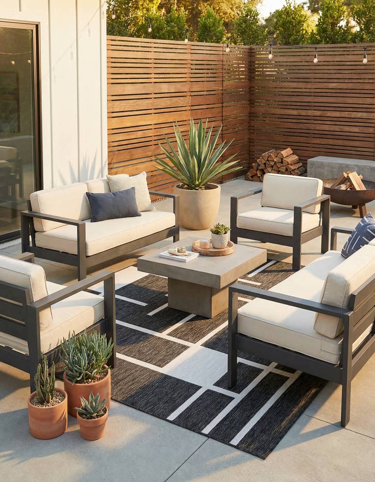 Detail image of 7' 10 x 7' 10 Easy-Clean Modern Indoor / Outdoor Square Rug