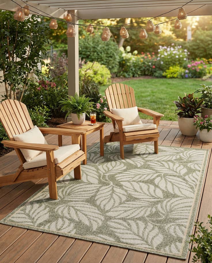 Detail image of 4' x 6' Easy-Clean Botanical Indoor / Outdoor Rug