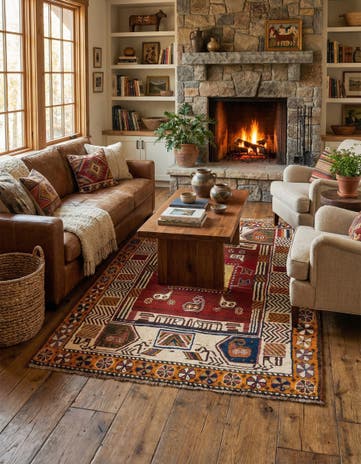 4' 3 x 6' 11 Gabbeh Wool Rug