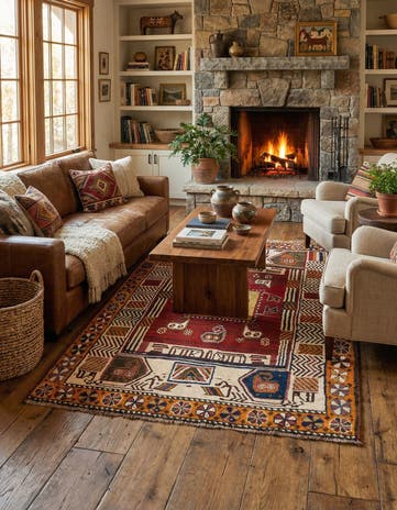 4' 3 x 6' 11 Gabbeh Wool Rug