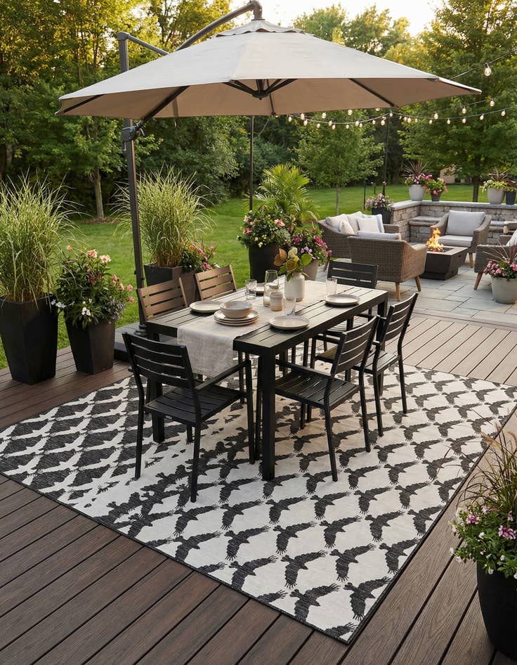 Detail image of  13' x 13'  Washable Modern Indoor / Outdoor Square Rug